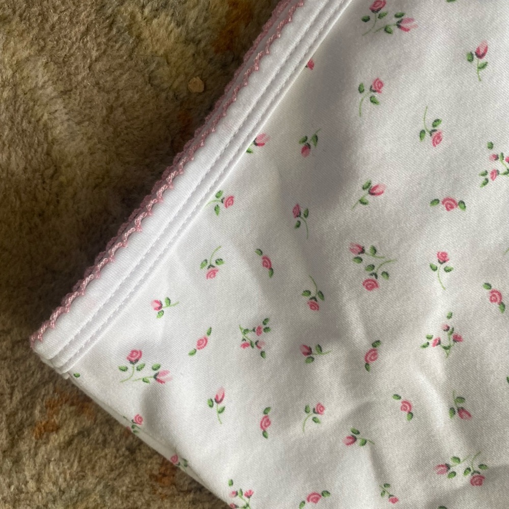 KISSY KISSY Girls Cotton Baby Blanket Pink Rosette  Floral 25x25in